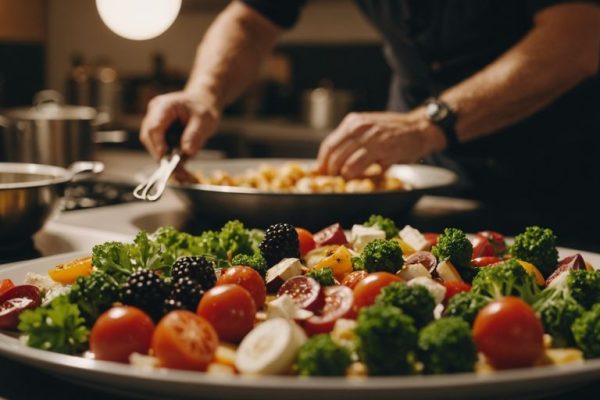 Gruppe kocht Gourmetgerichte in moderner Küche