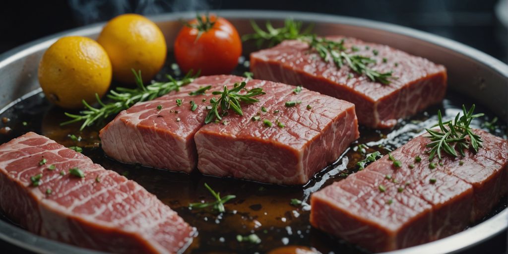 Sous-Vide-Gerät kocht vakuumversiegeltes Fleisch im Wasserbad