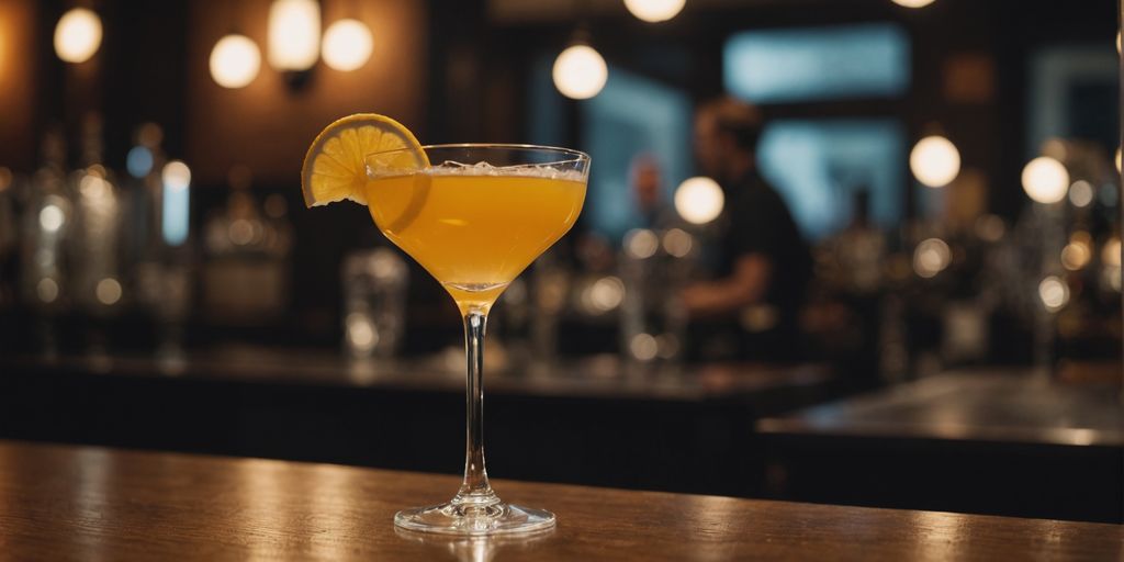 Klassischer Cocktail im Glas mit Limettenscheibe